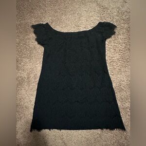 City Chic Off the Shoulder Black Lace Dress